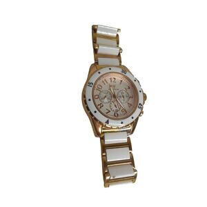 Folli Follie Womens White Ceramic And Gold Watch WF8R031BE READ AS IS